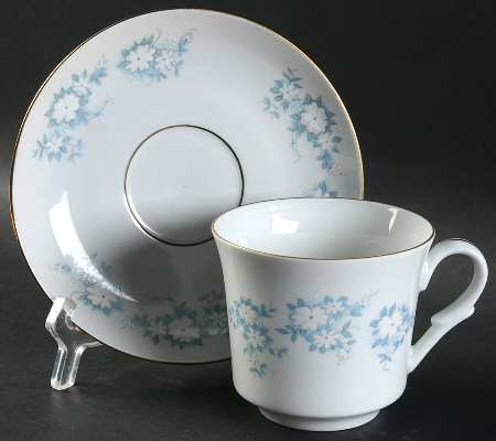 Danube (Blue White Floral) Flat Cup & Saucer Set