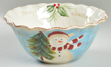 Snowman 10" Ruffled Bowl
