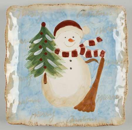 Snowman Square Dinner Plate