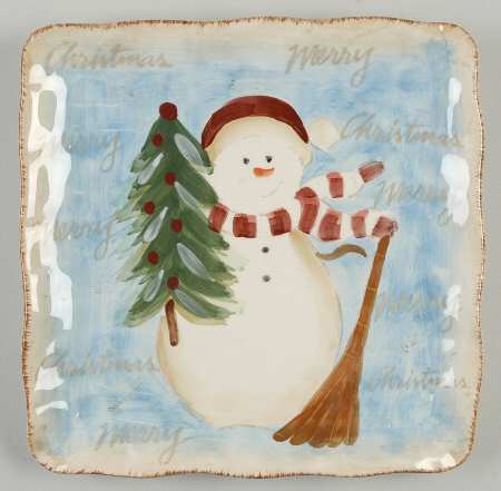 Snowman Square Salad Plate