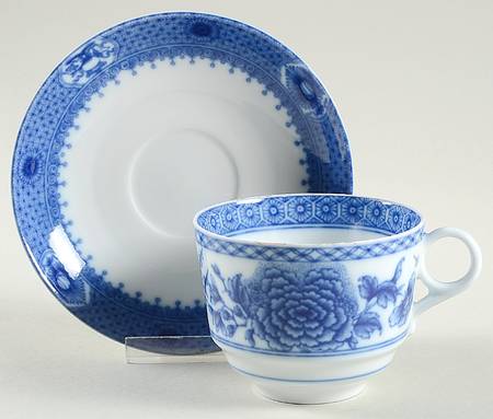 Imperial Blue (No Trim) Flat Cup & Saucer Set