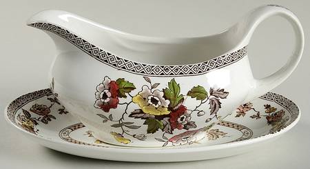 Windsor Brown Multicolor(Smooth) Gravy Boat & Underplate/Relish