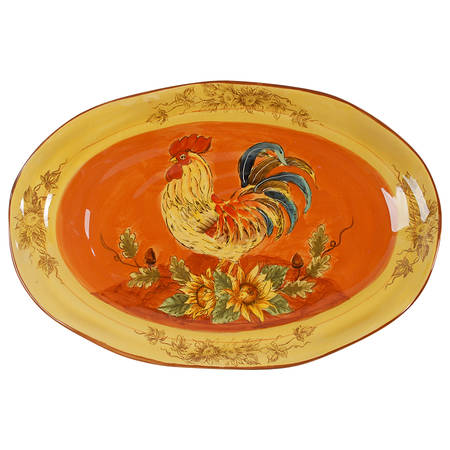 Orange Rooster 17" Oval Serving Platter