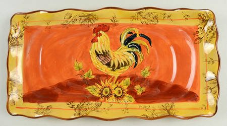 Orange Rooster 17" Rectangular Tray