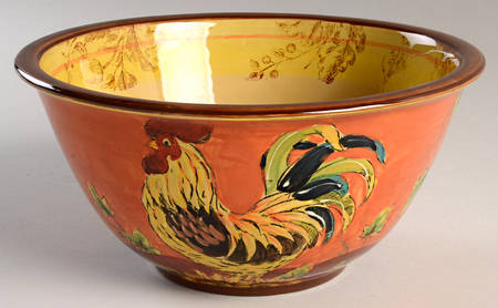 Orange Rooster 9" Round Serving Bowl