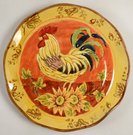 Orange Rooster Dinner Plate