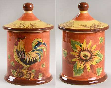 Orange Rooster Medium Canister & Lid