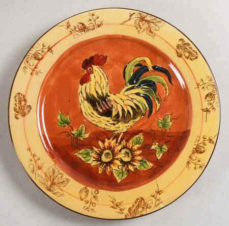 Orange Rooster Dinner Plate