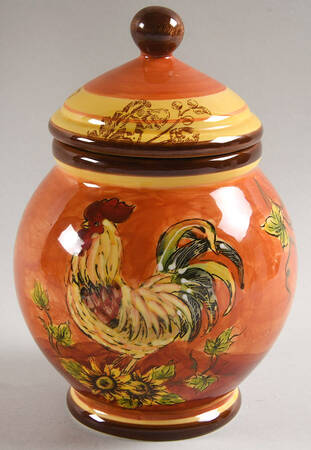 Orange Rooster Small Canister & Lid