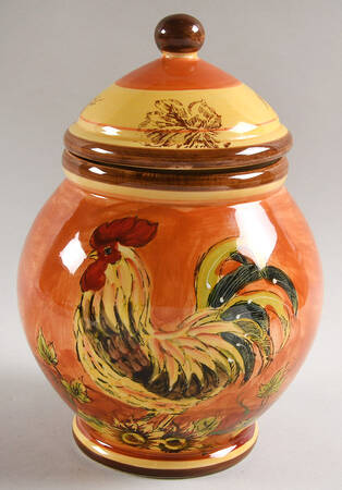 Orange Rooster Medium Canister & Lid