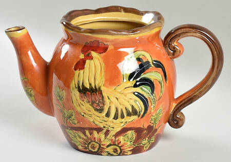 Orange Rooster Teapot No Lid