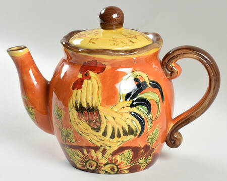 Orange Rooster Teapot & Lid