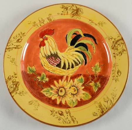 Orange Rooster 14" Chop Plate (Round Platter)