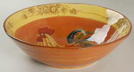 Orange Rooster 12" Round Serving Bowl