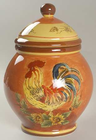 Orange Rooster Cookie Jar & Lid