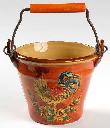 Orange Rooster Bucket-W/Handle
