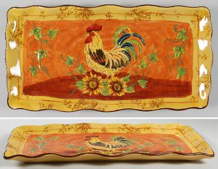 Orange Rooster 17" Rectangular Tray