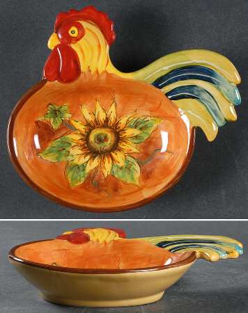 Orange Rooster Figural Dip Bowl