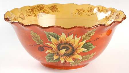 Orange Rooster 12" Ruffled Bowl