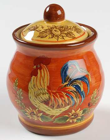 Orange Rooster Sugar Bowl & Lid