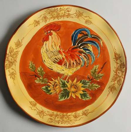 Orange Rooster Dinner Plate