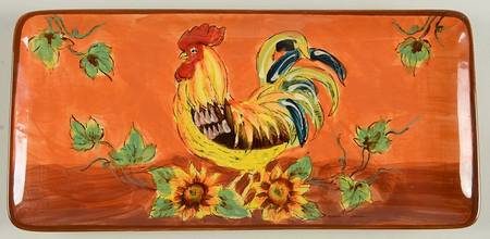 Orange Rooster 10" Rectangular Tray