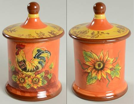 Orange Rooster Small Canister & Lid