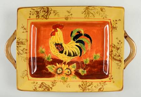 Orange Rooster 15" Rectangular Tray