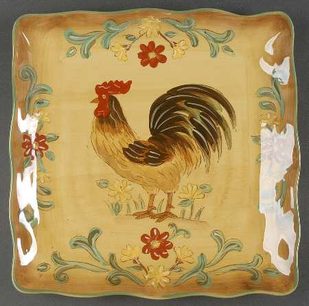 Honey Rooster Square Dinner Plate