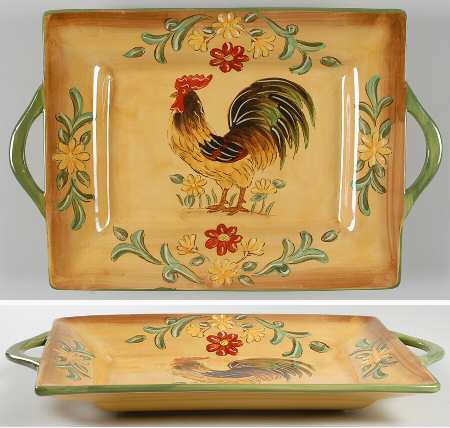 Honey Rooster 15" Handled Tray