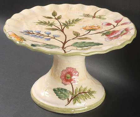 Spring Bloom 10" Diameter Pedestal Cake Stand
