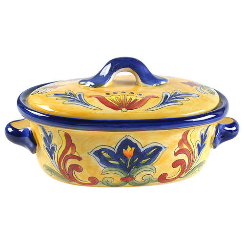 Yellow Talavera 2 Quart Oval Covered Casserole
