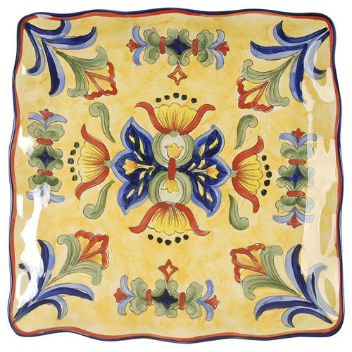 Yellow Talavera Square Dinner Plate