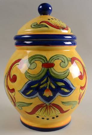 Yellow Talavera Large Canister & Lid