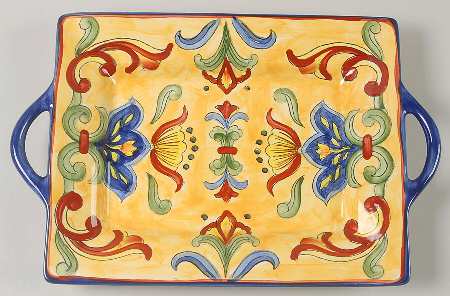 Yellow Talavera 14" Handled Tray