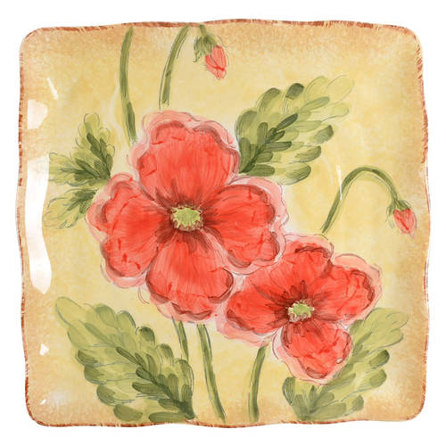 Poppies Square Salad Plate