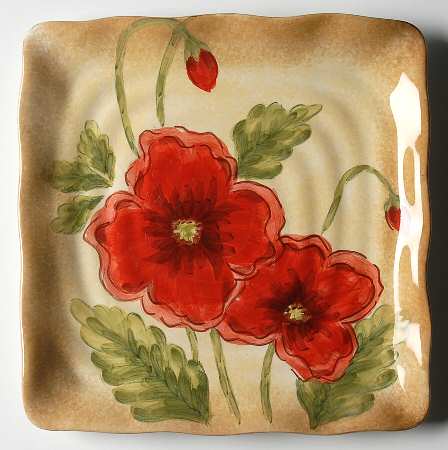 Poppies Square Salad Plate