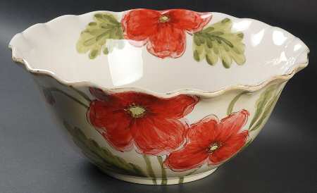 Poppies 12" Ruffled Bowl