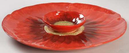 Poppies 1 Piece Figural Chip and Dip
