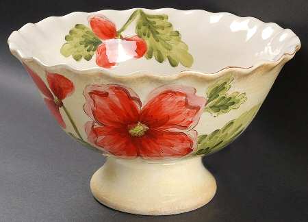 Poppies 10" Footed Bowl