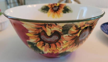 Red Sunflower 8" Round Serving Bowl