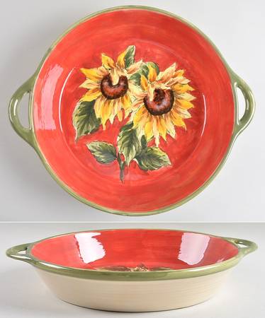 Red Sunflower 12" Pasta Serving Bowl