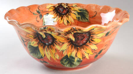 Sunset Sunflower 12" Ruffled Bowl