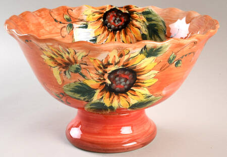 Sunset Sunflower Large Footed Salad Serving Bowl