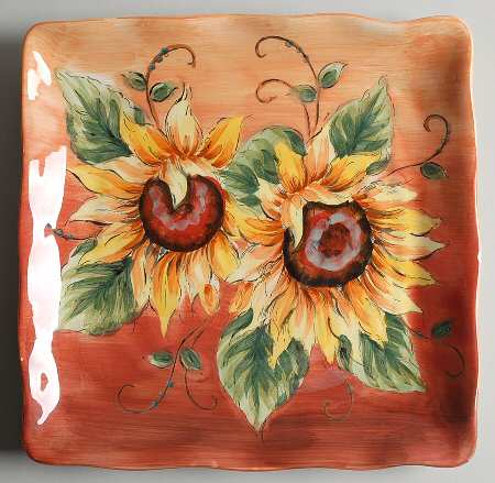 Sunset Sunflower Square Dinner Plate