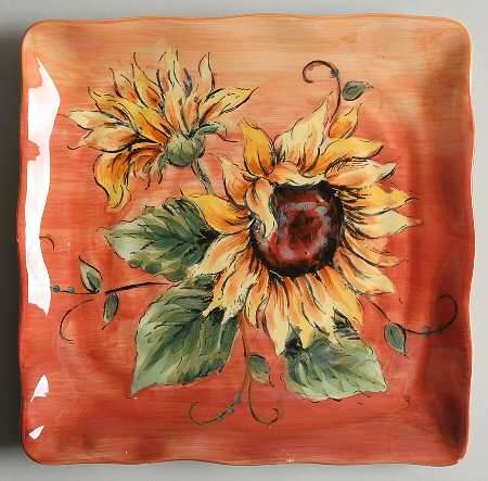 Sunset Sunflower Square Salad Plate