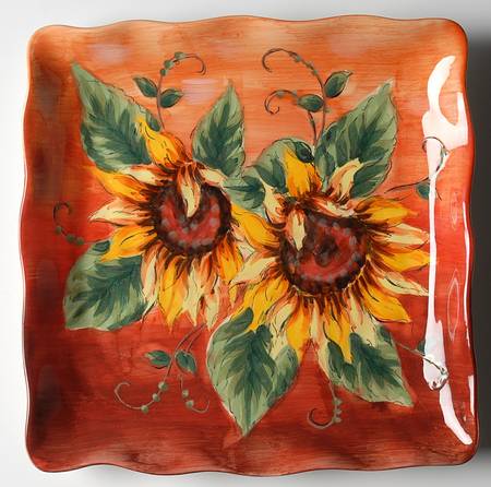 Sunset Sunflower Square Dinner Plate