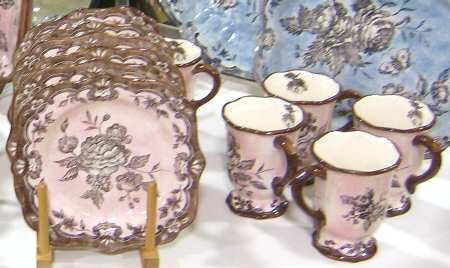 French Toile Pink Square Salad Plate