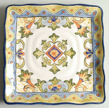 Green Talavera Square Salad Plate