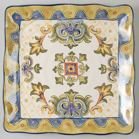 Green Talavera Square Dinner Plate